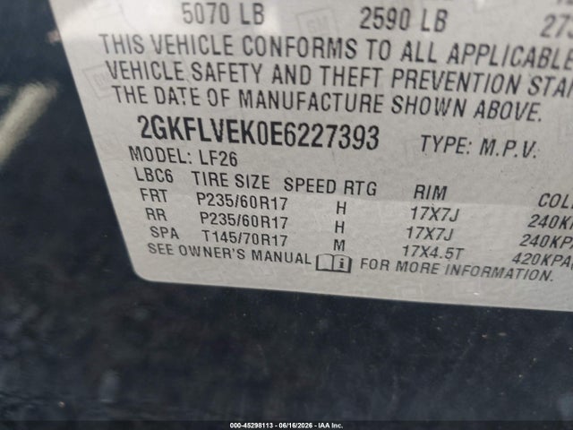 2014 Gmc Terrain Sle-1 მანქანა იყიდება აუქციონზე, vin: 2GKFLVEK0E6227393, აუქციონის ნომერი: 45298113
