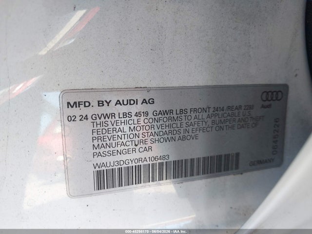 WAUJ3DGY0RA106483 Audi S3 Prestige