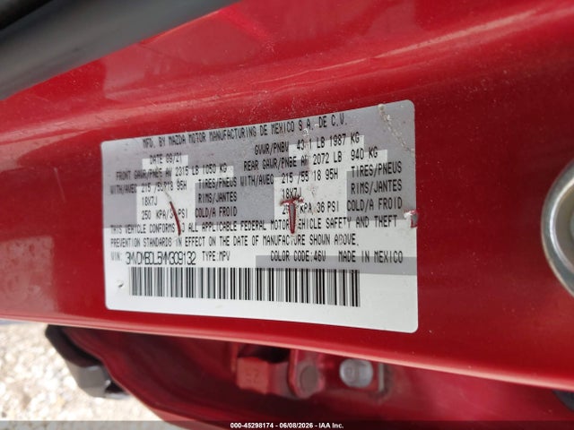 Продаж на аукціоні авто 2021 Mazda Cx-30 Premium, vin: 3MVDMBDL5MM309132, номер лоту: 45298174