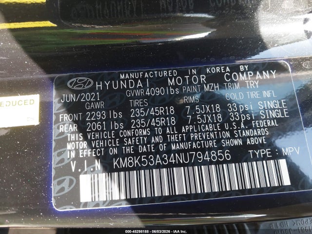 Hyundai Kona Limited 2022 KM8K53A34NU794856 Image 9