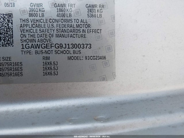 Chevrolet Express 2500 Ls 2018 1GAWGEFG9J1300373 Image 9