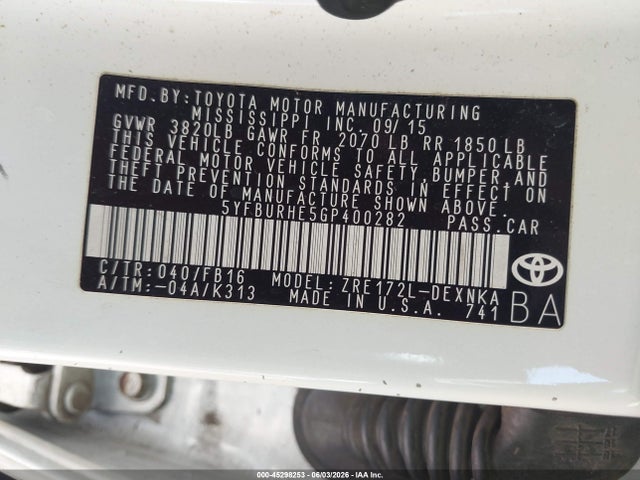 Toyota Corolla Le Plus 2016 5YFBURHE5GP400282 Image 9