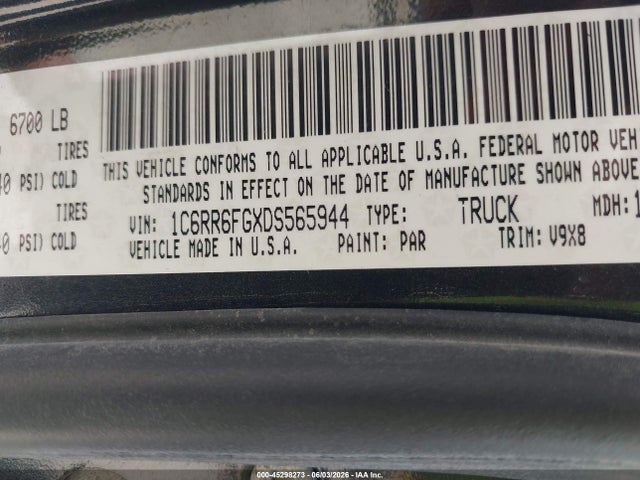 Aukcja sprzedaży 2013 Ram 1500 Tradesman, vin: 1C6RR6FGXDS565944, numer aukcji: 45298273