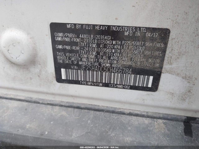 Продаж на аукціоні авто 2012 Subaru Forester 2.5x Premium, vin: JF2SHADC5CH466784, номер лоту: 45298283