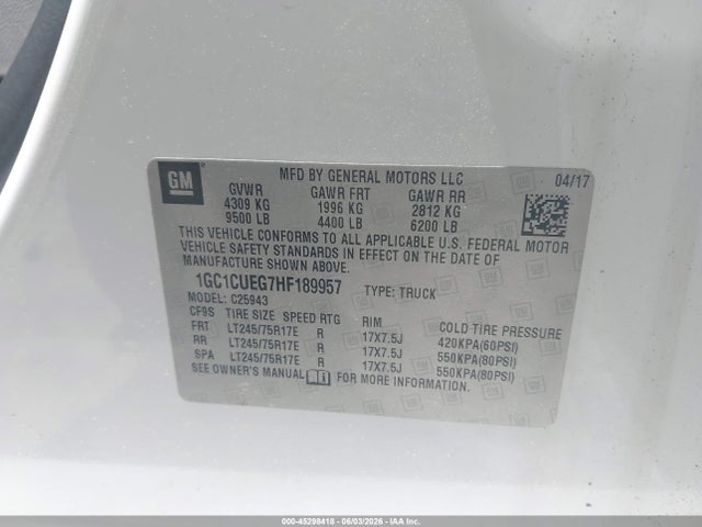 1GC1CUEG7HF189957 Chevrolet Silverado 2500hd Wt