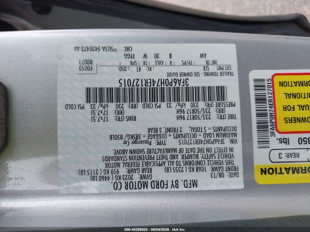 Ford FUSION SE 2014 3FA6P0H74ER127015 Image 9