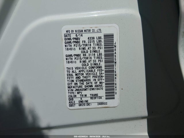 Nissan Rogue Select S 2014 JN8AS5MT1EW618470 Image 9