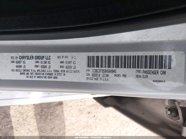 Aukcja sprzedaży 2011 Chrysler 200 Limited, vin: 1C3BC2FB5BN500945, numer aukcji: 45298600