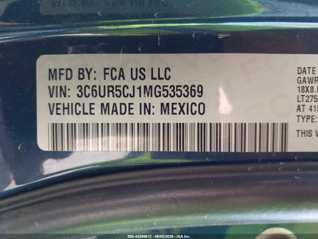 Продаж на аукціоні авто 2021 Ram 2500 Tradesman  4x4 6'4 Box, vin: 3C6UR5CJ1MG535369, номер лоту: 45298612