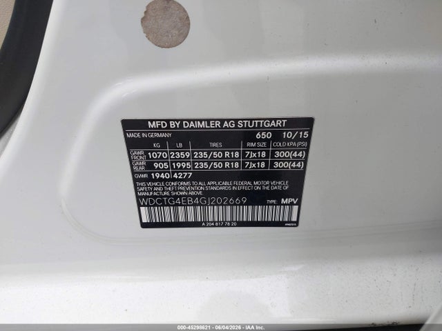 Продаж на аукціоні авто 2016 Mercedes-benz Gla 250, vin: WDCTG4EB4GJ202669, номер лоту: 45298621