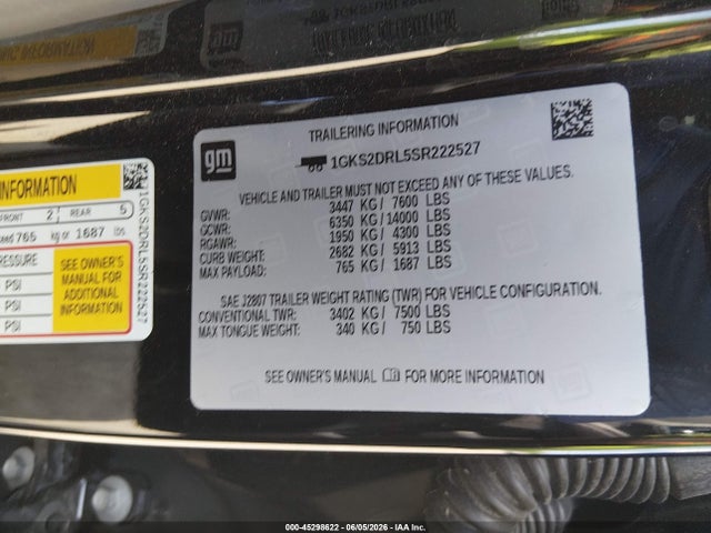 Продажа на аукционе авто 2025 Gmc Yukon 4wd Denali, vin: 1GKS2DRL5SR222527, номер лота: 45298622