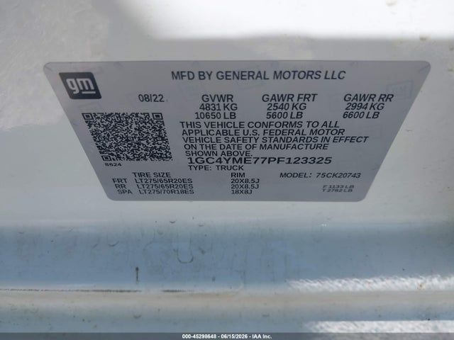 1GC4YME77PF123325 Chevrolet Silverado 2500hd 4wd Standard Bed Custom