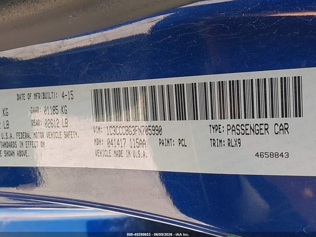 Продажа на аукционе авто 2015 Chrysler 200 S, vin: 1C3CCCBG3FN705990, номер лота: 45298653