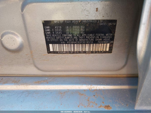 Subaru Legacy 2.5i Premium 2015 4S3BNAC62F3018510 Image 9