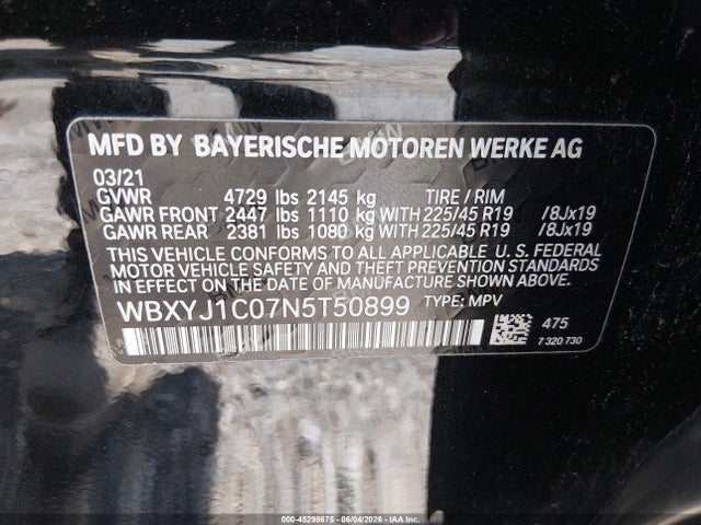 45298675 :رقم المزاد ، WBXYJ1C07N5T50899 vin ، 2022 Bmw X2 Xdrive28i مزاد بيع