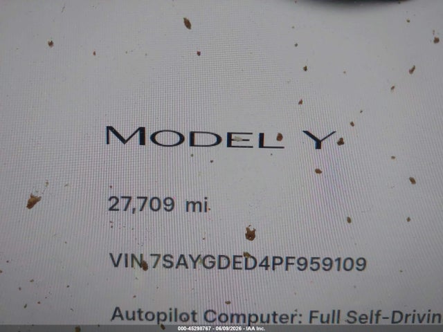 Продажа на аукционе авто 2023 Tesla Model Y Rwd, vin: 7SAYGDED4PF959109, номер лота: 45298767