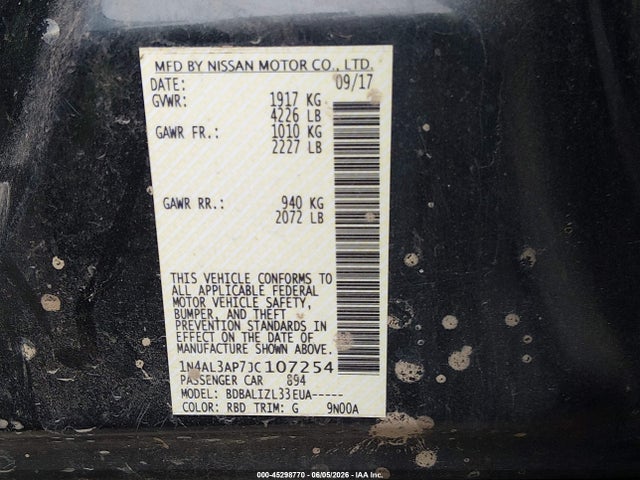 Nissan Altima 2.5 Sv 2018 1N4AL3AP7JC107254 Image 9