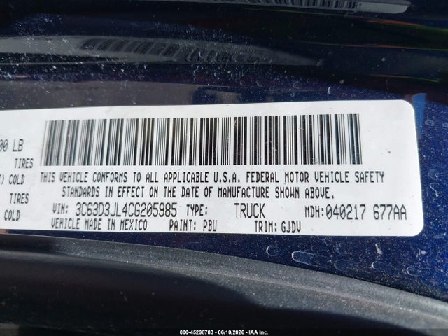 45298783 :رقم المزاد ، 3C63D3JL4CG205985 vin ، 2012 Ram 3500 Laramie مزاد بيع