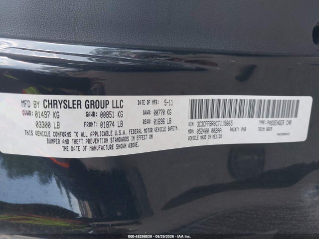 Aukcja sprzedaży 2012 Fiat 500 Sport, vin: 3C3CFFBR0CT115865, numer aukcji: 45298838