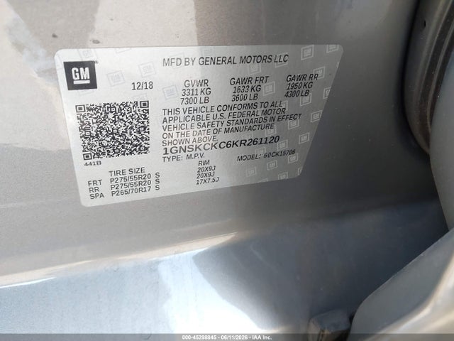 Chevrolet Tahoe Premier 2019 1GNSKCKC6KR261120 Image 9