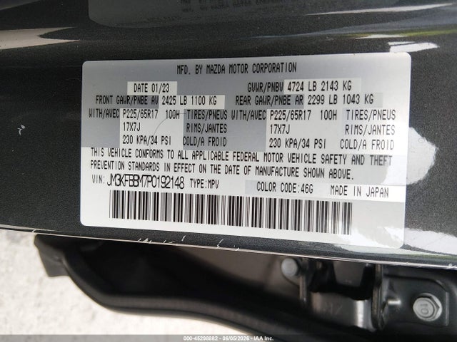 Aukcja sprzedaży 2023 Mazda Cx-5 2.5 S Select, vin: JM3KFBBM7P0192148, numer aukcji: 45298882