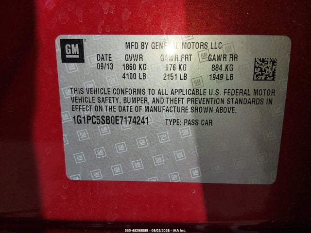 Chevrolet Cruze 1lt Auto 2014 1G1PC5SB0E7174241 Image 9