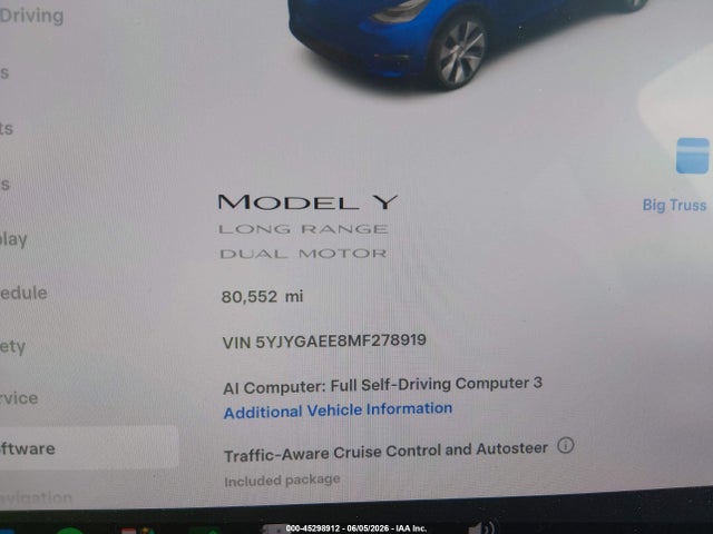 Продажа на аукционе авто 2021 Tesla Model Y Long Range Dual Motor All-wheel Drive, vin: 5YJYGAEE8MF278919, номер лота: 45298912