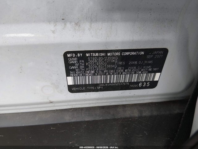 Продаж на аукціоні авто 2022 Mitsubishi Outlander Sel 2.5 S-awc/sel Launch Edition S-awc/sel Special Edition S-awc, vin: JA4J4VA8XNZ037676, номер лоту: 45298920