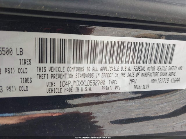 1C4PJMDXXLD582700 Jeep Cherokee Limited 4x4
