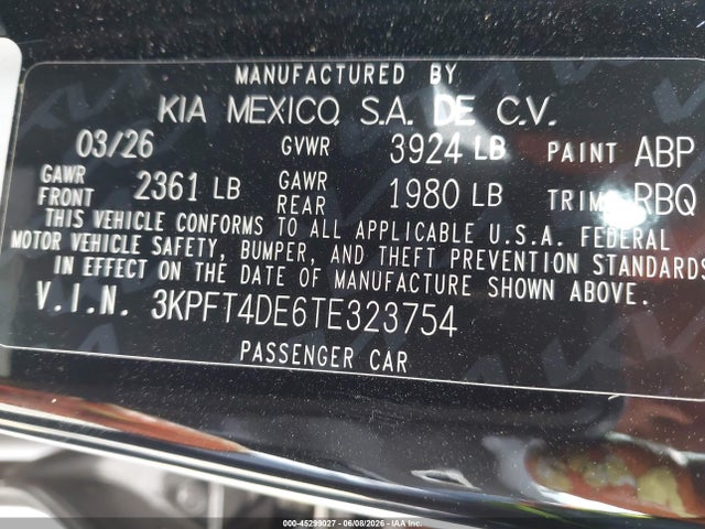 KIA K4 Lx 2026 3KPFT4DE6TE323754 Image 9