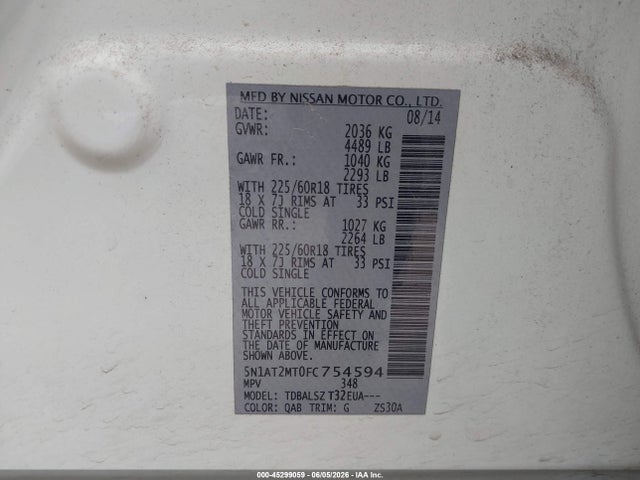 5N1AT2MT0FC754594 Nissan Rogue Sl