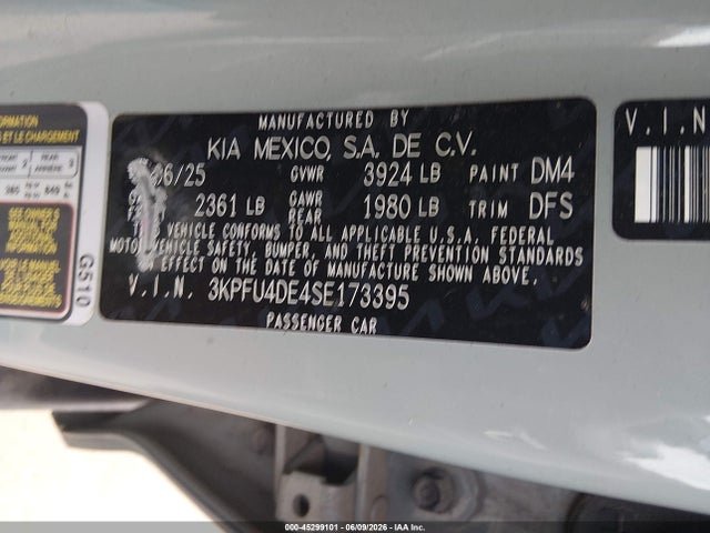 Aukcja sprzedaży 2025 Kia K4 Ex, vin: 3KPFU4DE4SE173395, numer aukcji: 45299101