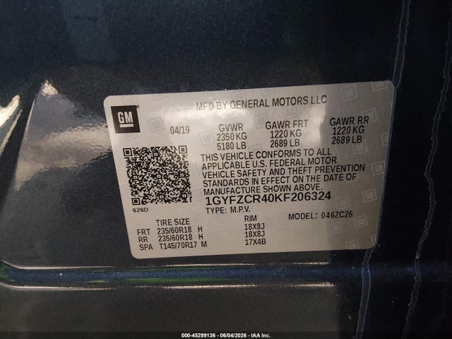Aukcja sprzedaży 2019 Cadillac Xt4 Premium Luxury, vin: 1GYFZCR40KF206324, numer aukcji: 45299136