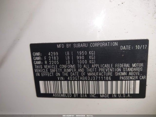 Aukcja sprzedaży 2018 Subaru Impreza 2.0i Premium, vin: 4S3GTAB63J3711186, numer aukcji: 45299161