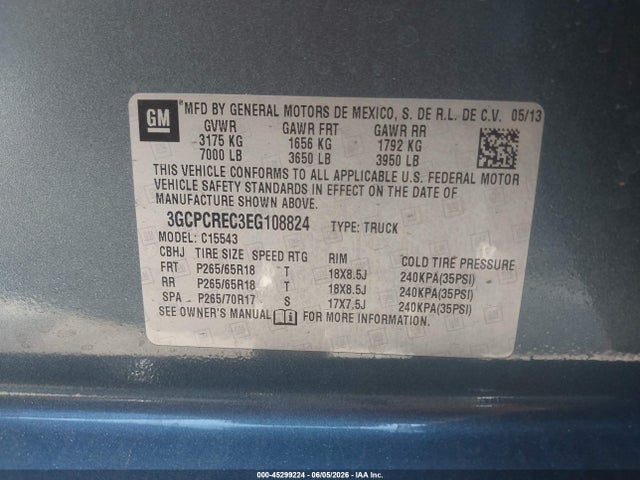 3GCPCREC3EG108824 Chevrolet Silverado 1500 1lt