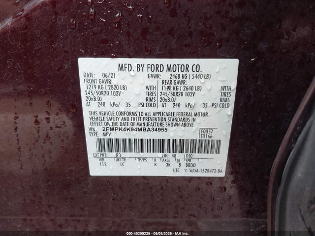 Ford Edge Titanium 2021 2FMPK4K94MBA34955 Image 9