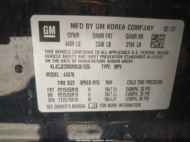 KL4CJESM0MB361935 Buick Encore Awd Preferred