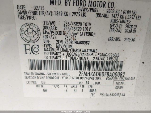 Aukcja sprzedaży 2015 Ford Flex Limited, vin: 2FMHK6D80FBA00082, numer aukcji: 45299331