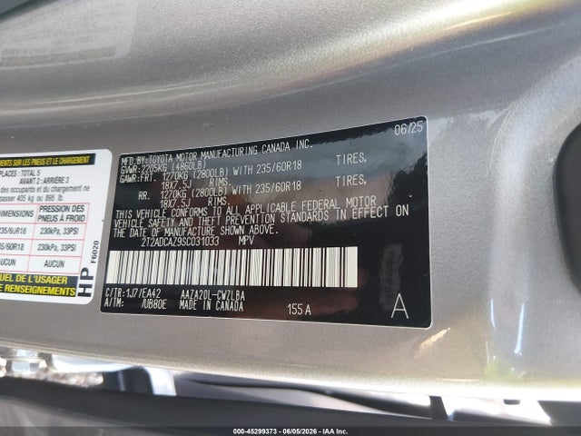 Продаж на аукціоні авто 2025 Lexus Nx 250, vin: 2T2ADCAZ9SC031033, номер лоту: 45299373