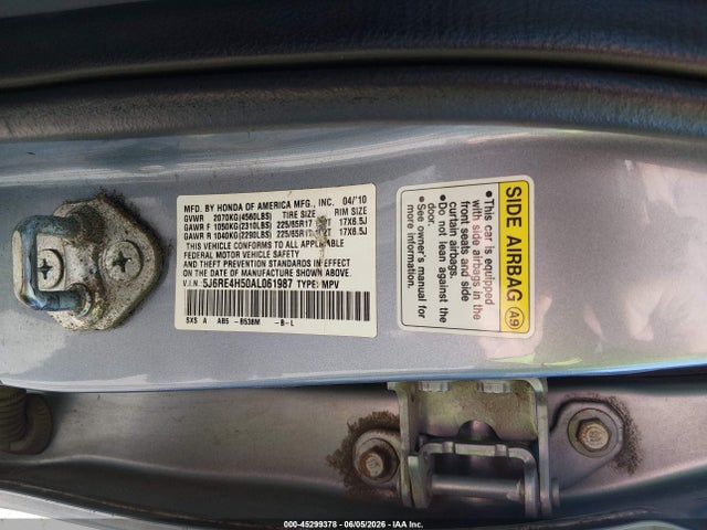 45299378 :رقم المزاد ، 5J6RE4H50AL061987 vin ، 2010 Honda Cr-v Ex مزاد بيع