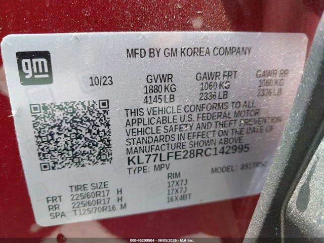 Chevrolet Trax Fwd Sp 2024 KL77LFE28RC142995 Image 9