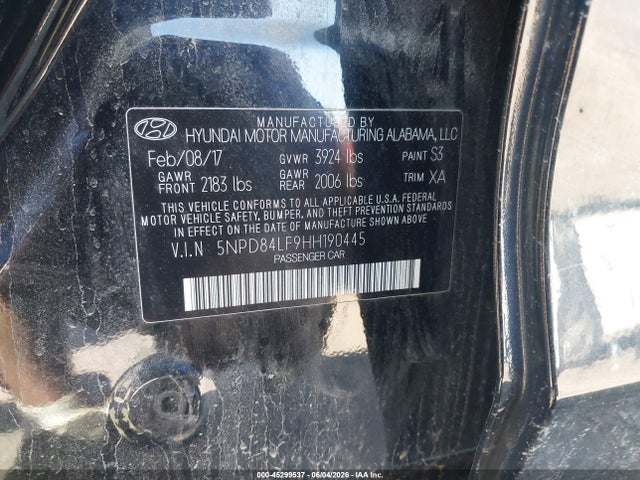Hyundai ELANTRA SE 2017 5NPD84LF9HH190445 Image 9