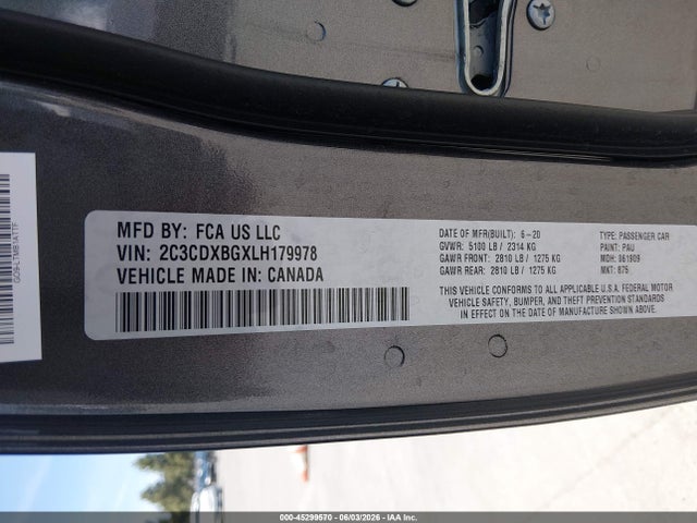 Dodge Charger Sxt Rwd 2020 2C3CDXBGXLH179978 Image 9