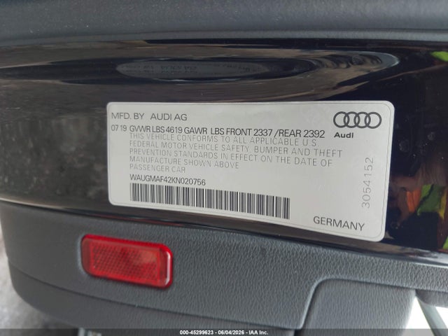 Продажа на аукционе авто 2019 Audi A4, vin: WAUGMAF42KN020756, номер лота: 45299623