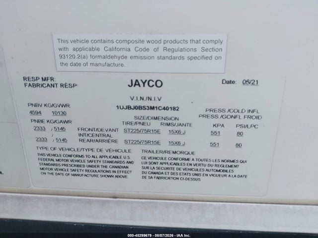 Jayco Eagle 2021 1UJBJ0BS3M1C40182 Image 9