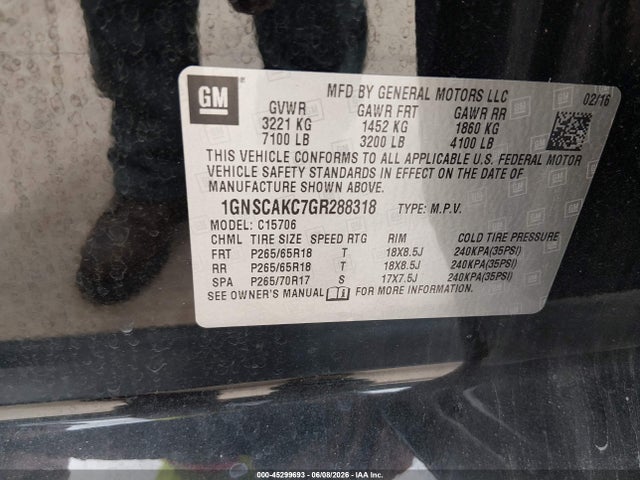 1GNSCAKC7GR288318 Chevrolet Tahoe Ls