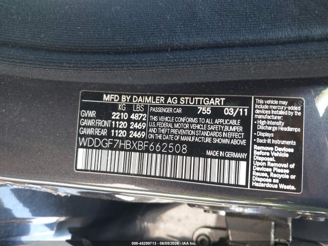 Продажа на аукционе авто 2011 Mercedes-benz C 63 Amg, vin: WDDGF7HBXBF662508, номер лота: 45299713