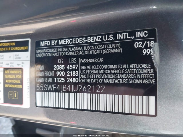55SWF4JB4JU262122 Mercedes-Benz C 300