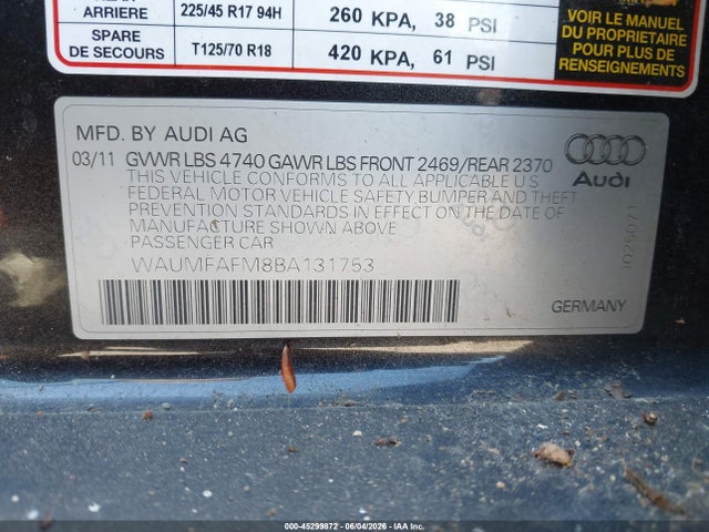 Продаж на аукціоні авто 2011 Audi A3 2.0t Premium, vin: WAUMFAFM8BA131753, номер лоту: 45299872