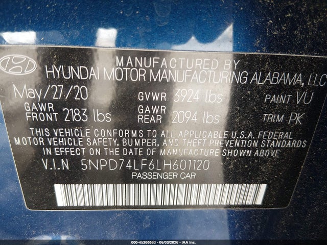 Hyundai ELANTRA SE 2020 5NPD74LF6LH601120 Image 9